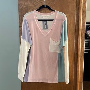 Color block long sleeve top size XL Lovely Melody brand NWT